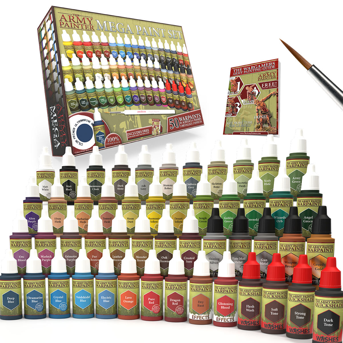 The Army Painter Mega Paint Set (60 Paints Plus 100 Rust-Proof Mixing  Balls) - Mega Brush Set Bundle - Miniature Painting Kit of 60 Acrylic  Paints and