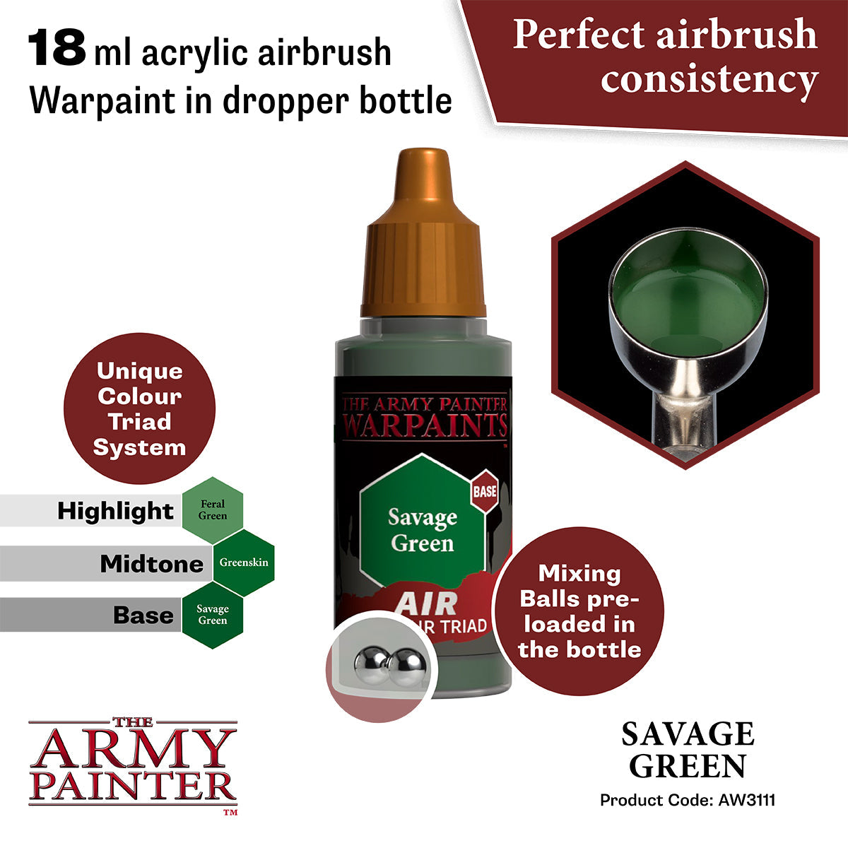 The Army Painter Army Green Warpaint - Acrylic Non-Toxic Heavily Pigmented  Water Based Paint for Tabletop Roleplaying, Boardgames, and Wargames