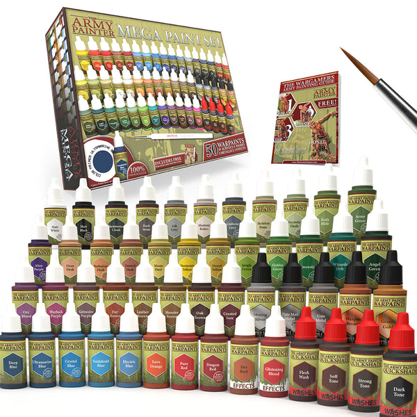 Army Painter Speed Paint Mega Set with 60 Acrylic Paints, Metallics, Brush  for Warhammer 40k Miniatures